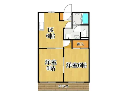 メゾンアゼリア(2DK/1階)の間取り写真