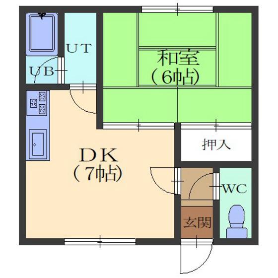 ダイワハイツ乃木(1DK/1階)の間取り写真