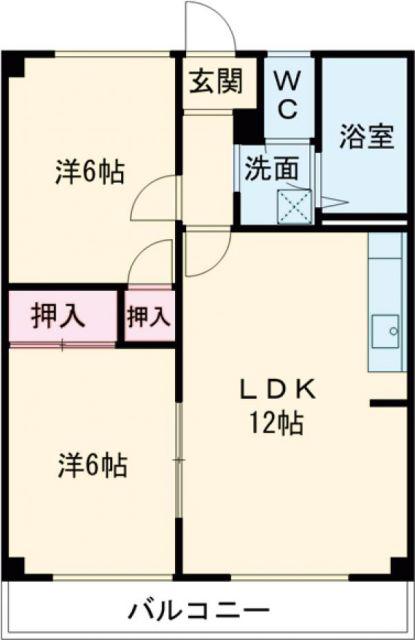 エスポア三好(2LDK/2階)の間取り写真