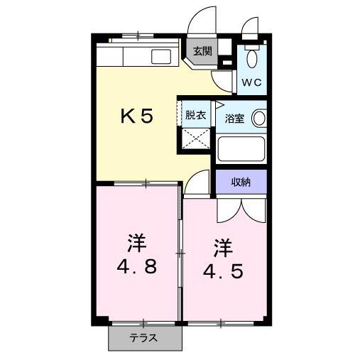 シティハイツ青木(2K/1階)の間取り写真