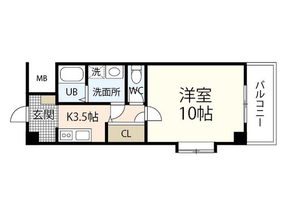 ティニーMATSUYAMA(1K/4階)の間取り写真