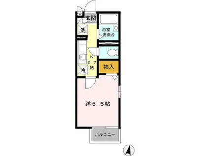 クレスト西戸部(1K/2階)の間取り写真