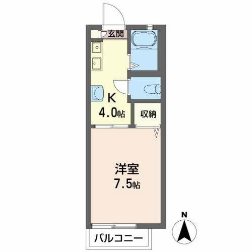 フレグランス中筋(1K/2階)の間取り写真