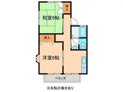 サンセジュールA(2DK/1階)の間取り写真