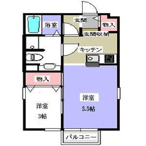 エスポワール西原(1DK/2階)の間取り写真