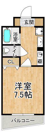 シーショア垂水(1K/4階)の間取り写真
