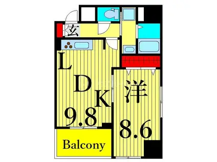 パルカーノ(1LDK/2階)の間取り写真