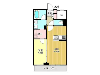 ロベリア西大宮(1LDK/3階)の間取り写真