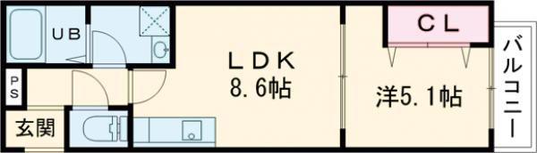 アート門真本町(1LDK/3階)の間取り写真