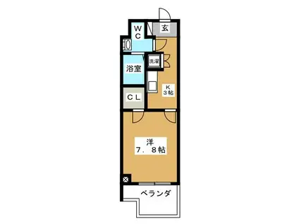 ドゥーエ国府台(1K/3階)の間取り写真