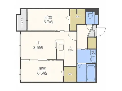 RICHE REVE 南20条(2LDK/3階)の間取り写真