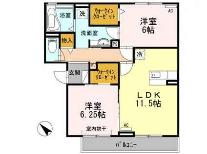 プラムビレッジコンフォート(2LDK/3階)の間取り写真