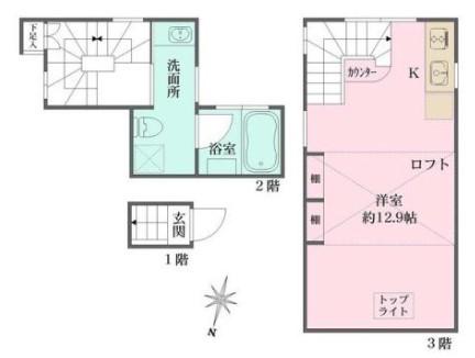 グランエッグス新宿中井(ワンルーム/1階)の間取り写真