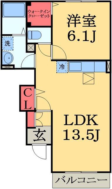 パッシィオーネM(1LDK/1階)の間取り写真
