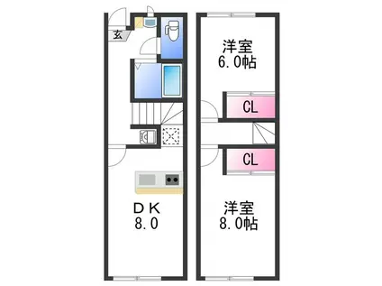 レオパレスINBE III(2DK/1階)の間取り写真