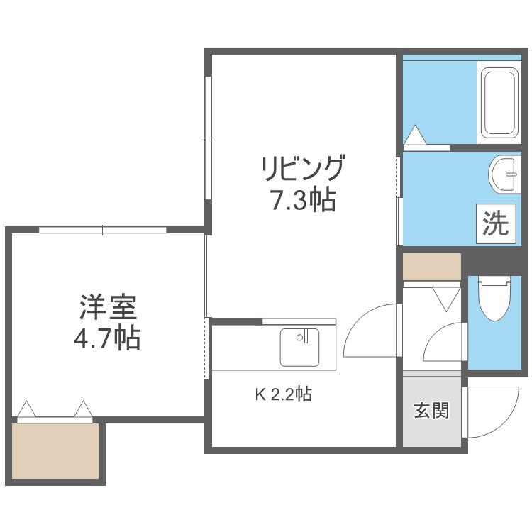 ENCHANT S-VILLAGE16N(1DK/2階)の間取り写真