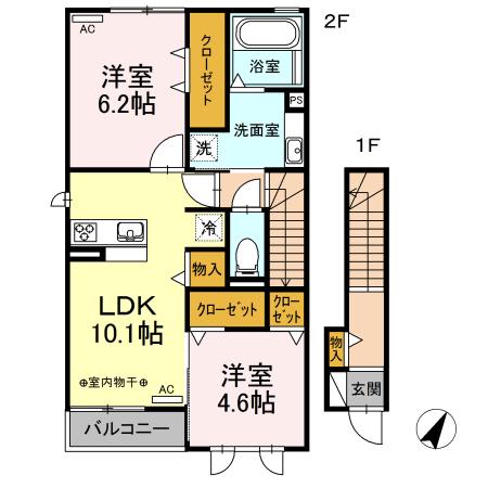 メゾンピジョノ(2LDK/2階)の間取り写真