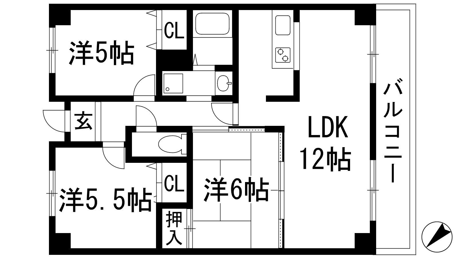 REIWA宝塚(3LDK/3階)の間取り写真