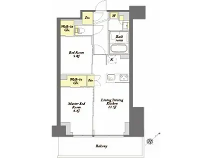 プライムメゾン江古田の杜イースト(2LDK/7階)の間取り写真