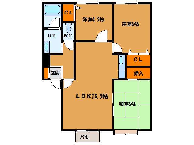 メゾンパークス(3LDK/1階)の間取り写真