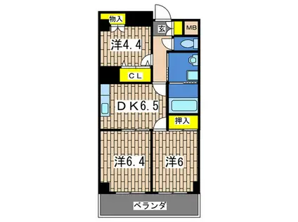EGNハイツ(3DK/3階)の間取り写真