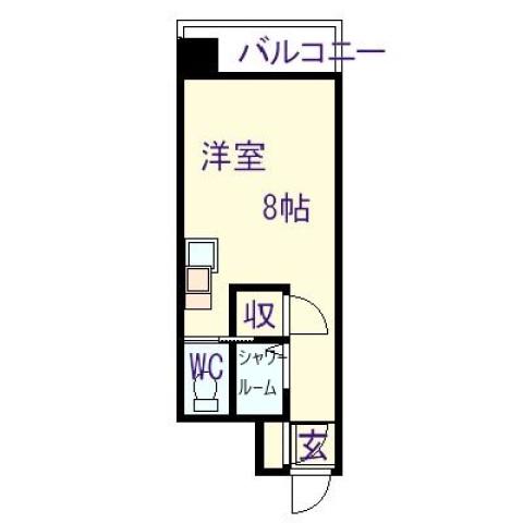 パールマンション万代橋(ワンルーム/4階)の間取り写真