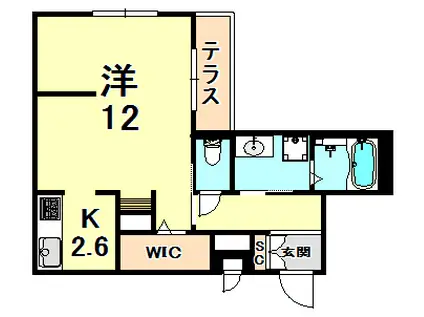 フェリシテ(1K/2階)の間取り写真