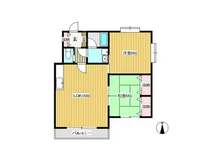 和田マイハイツ II(2LDK/2階)の間取り写真
