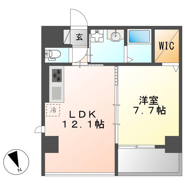 BERG IZUMI(1LDK/6階)の間取り写真