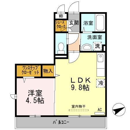 パライソ(1LDK/3階)の間取り写真