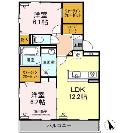 アモーレ(2LDK/1階)の間取り写真
