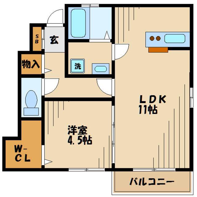 シュール・コテデュパルク(1LDK/1階)の間取り写真