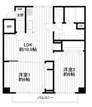 グレイスマンション(2LDK/4階)の間取り写真