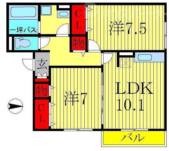 ステラ前ヶ崎(2LDK/1階)の間取り写真