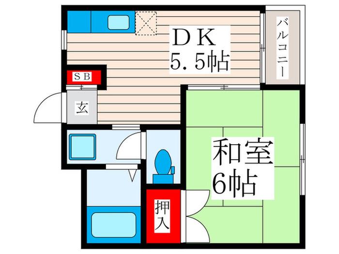 萬治洞ビル(1DK/2階)の間取り写真