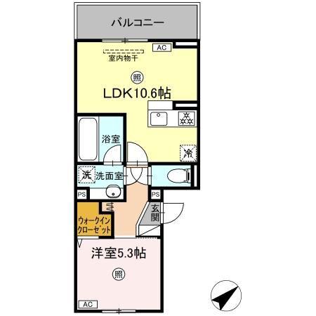 M・K・K 高峰町(1LDK/3階)の間取り写真