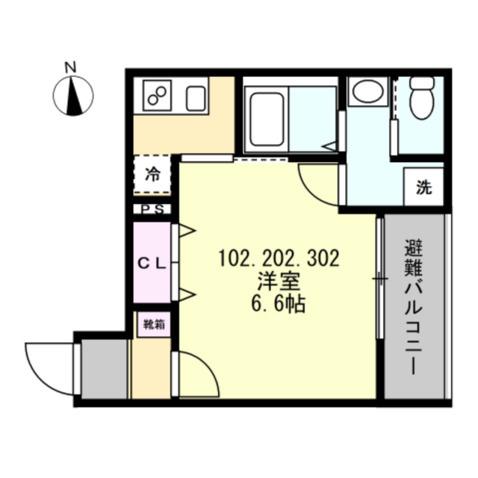 ベイルームリサータ大和(1K/2階)の間取り写真