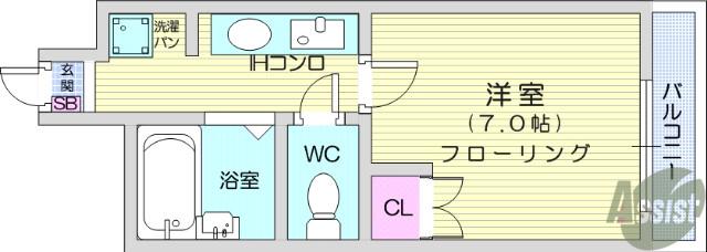 ピュアハウス アイハラ(1K/3階)の間取り写真