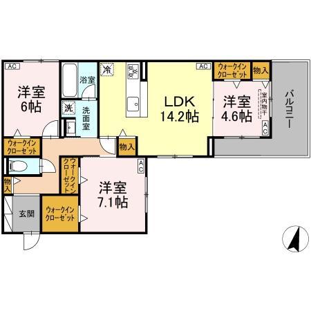 DIOSPERSIMMON長泉 II棟(3LDK/3階)の間取り写真