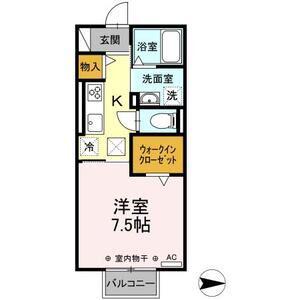 ディーシャンブル上浜町(1K/1階)の間取り写真