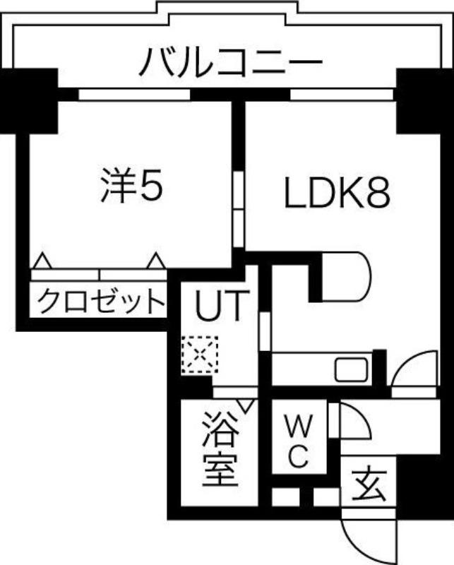 クラッセ近代美術館北(1LDK/2階)の間取り写真