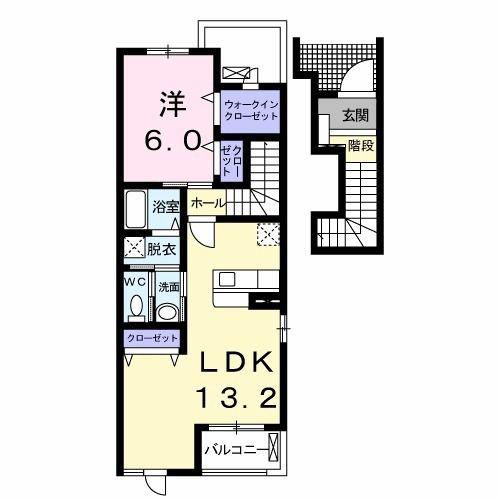 ソリアードディーチモ(1LDK/2階)の間取り写真