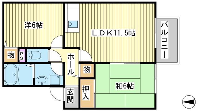 サンアクティー(2LDK/1階)の間取り写真