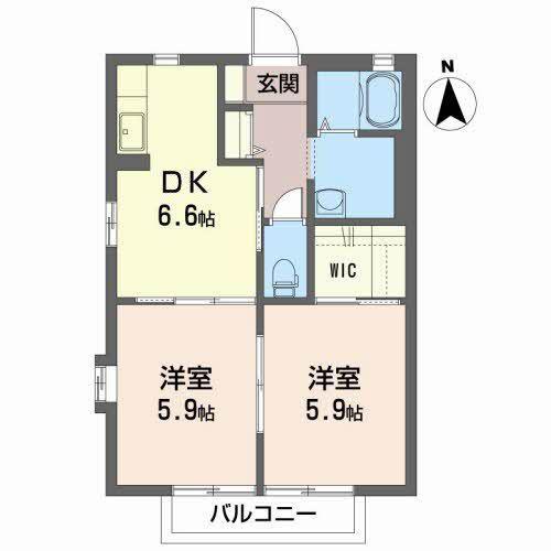 クランシューズ(2DK/2階)の間取り写真