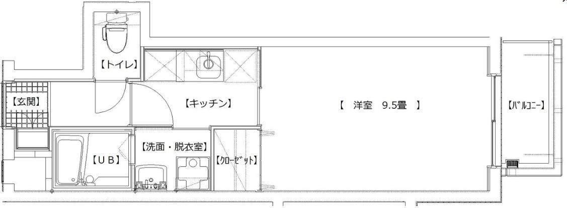イリスパイラブライト騎射場公園(1K/3階)の間取り写真