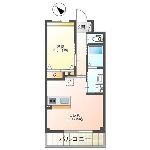 イーストーン(1LDK/2階)の間取り写真