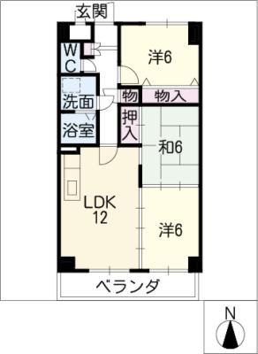 ラ・メゾン赤池(3LDK/6階)の間取り写真