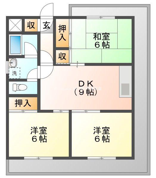 西国分寺山本ビルディング(3DK/2階)の間取り写真