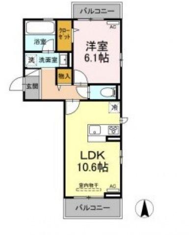 フォレスト和泉(1LDK/2階)の間取り写真