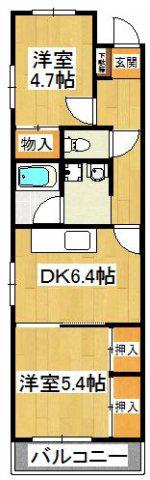 シャルル中山(2DK/3階)の間取り写真